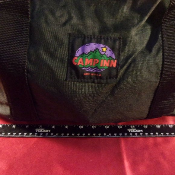 VINTAGE CAMP INN BLACK CABVAS LARGE DUFFLE BAG W/ HAND STRAPS SI1042 - Picture 12 of 12